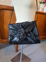 1980s Black Leather Crossbody Purse