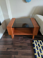 RS Associates Teak & Smoked Glass End Table