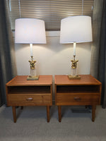 Pair of Italian Gilded Cherub & Crystal Lamps