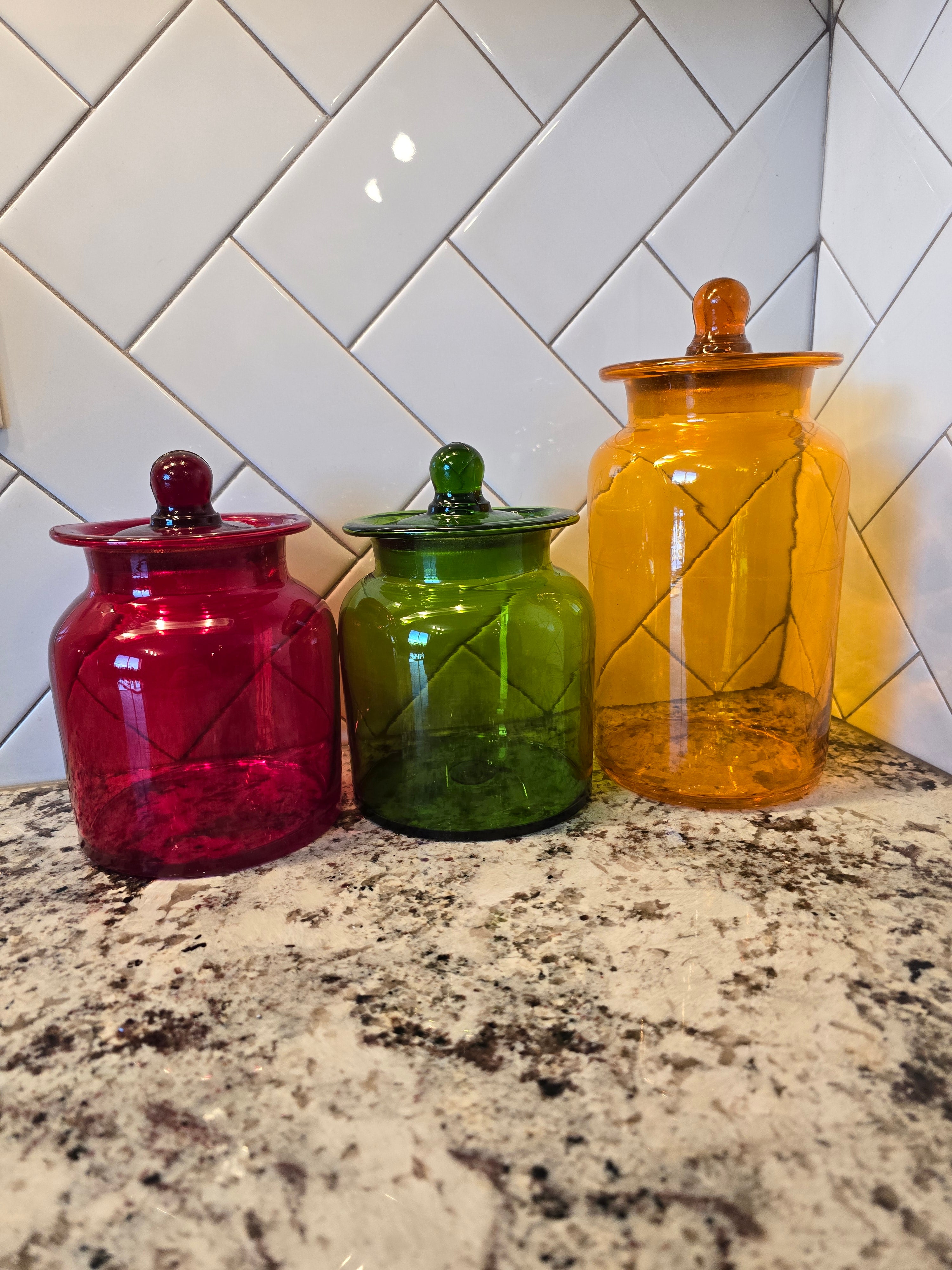 Colorful Glass Cannister Set