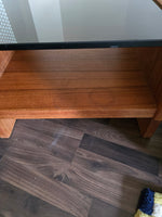 RS Associates Teak & Smoked Glass End Table
