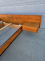 Teak Queen Bedframe w/ Floating Nightstands