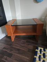 RS Associates Teak & Smoked Glass End Table
