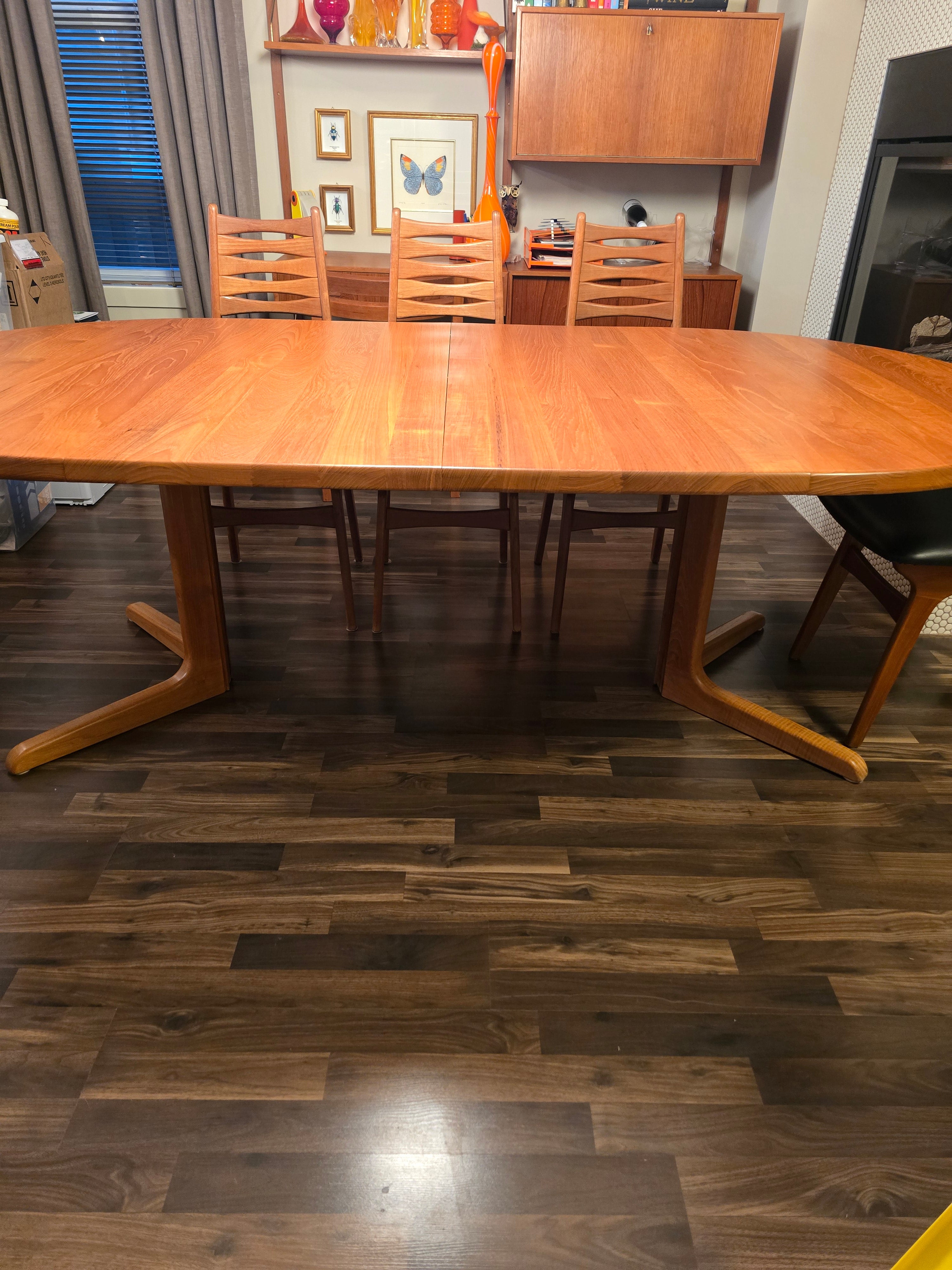 Niels Bach Danish Solid Teak Round Pedestal Dining Table