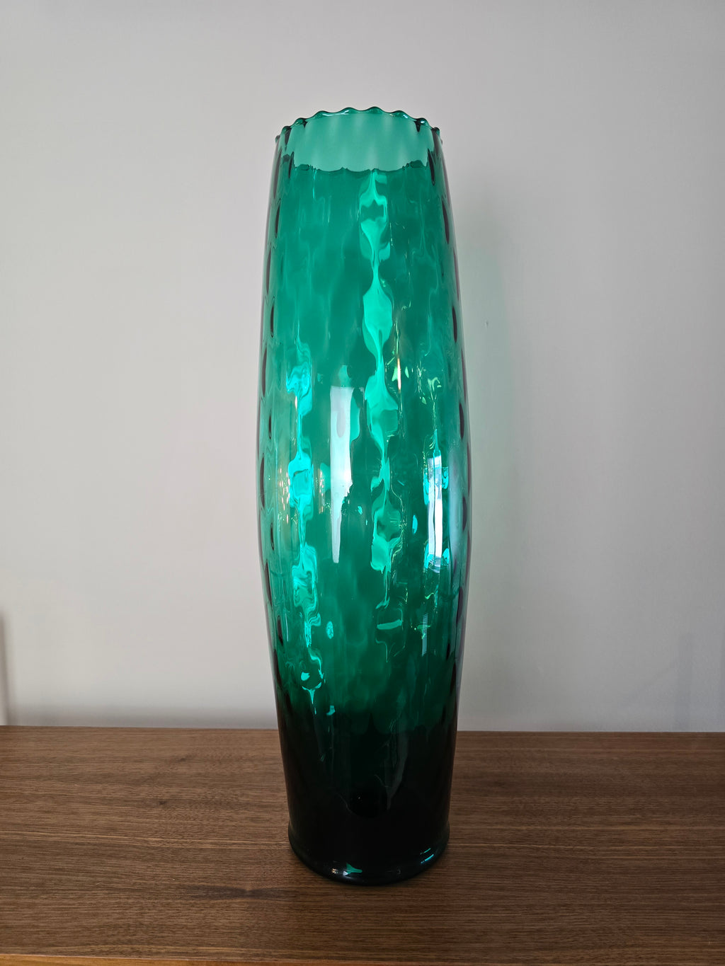 Large Empoli Emerald Green Optic Floor Vase