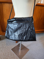 1980s Black Leather Crossbody Purse