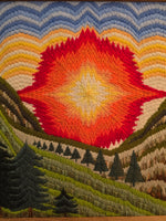 Vintage Framed Bargello Long Stitch Needlepoint Art