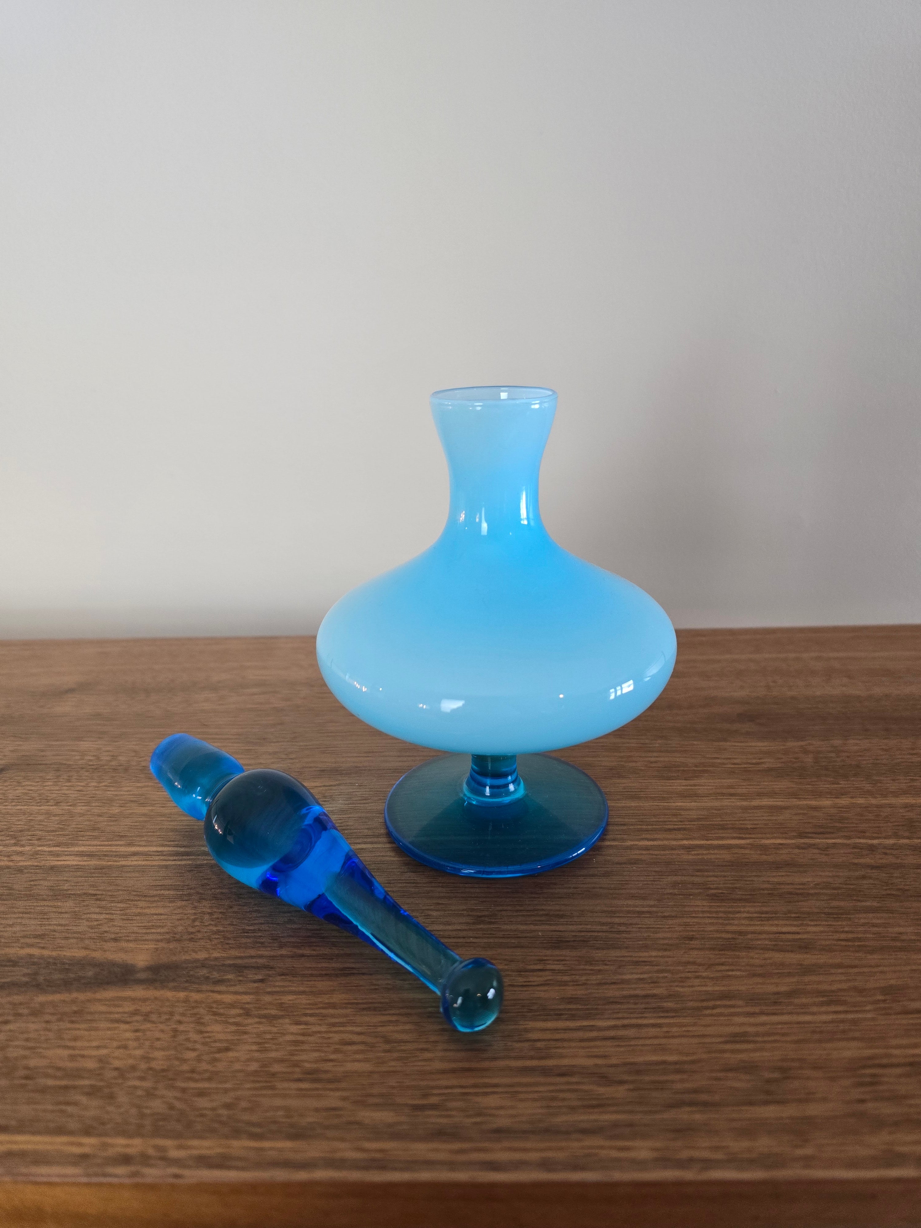 Empoli Cased Glass Light Teal Mini Decanter