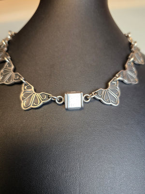 Mexican Sterling Silver & Onyx Bib Necklace