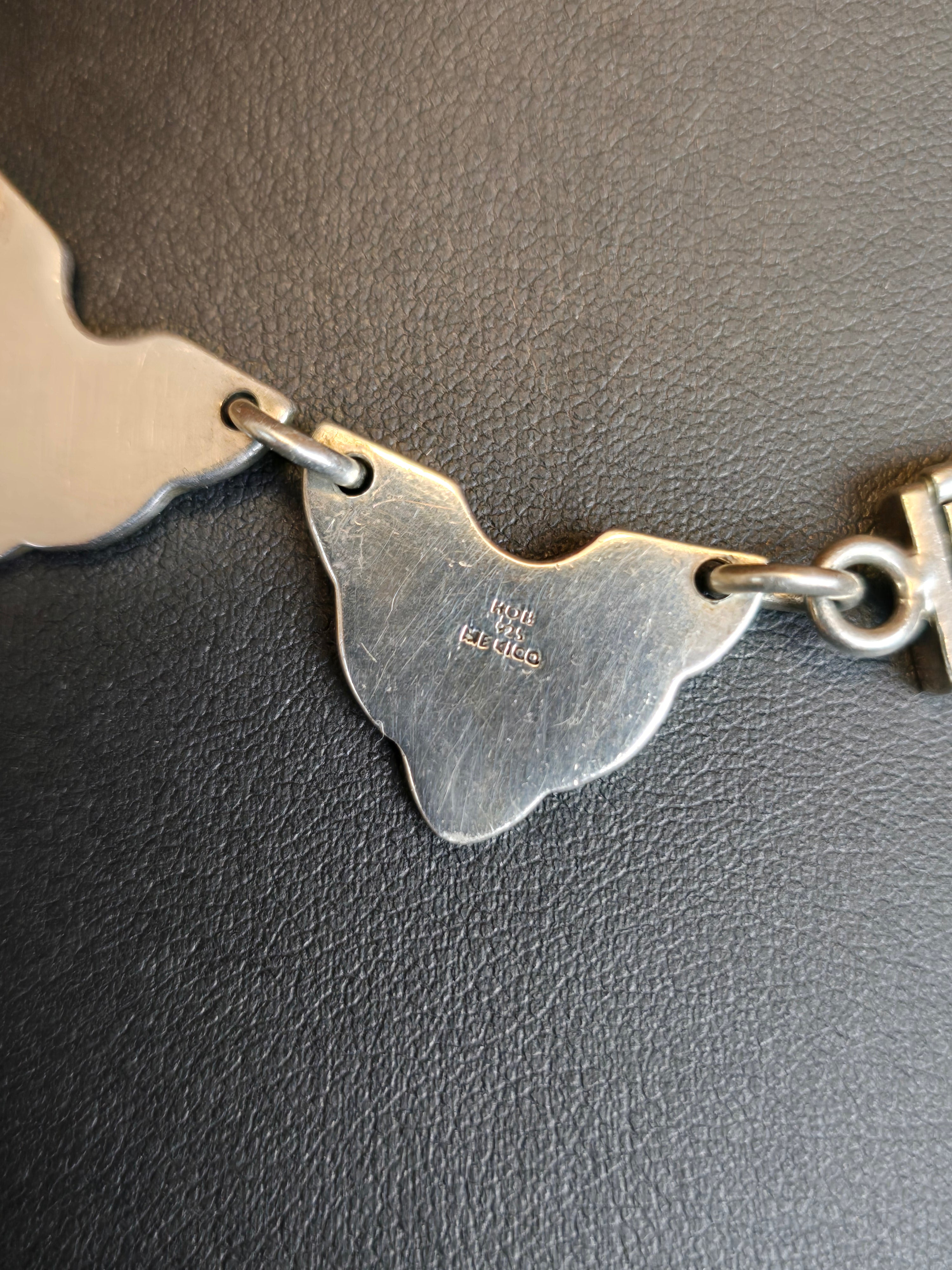 Mexican Sterling Silver & Onyx Bib Necklace