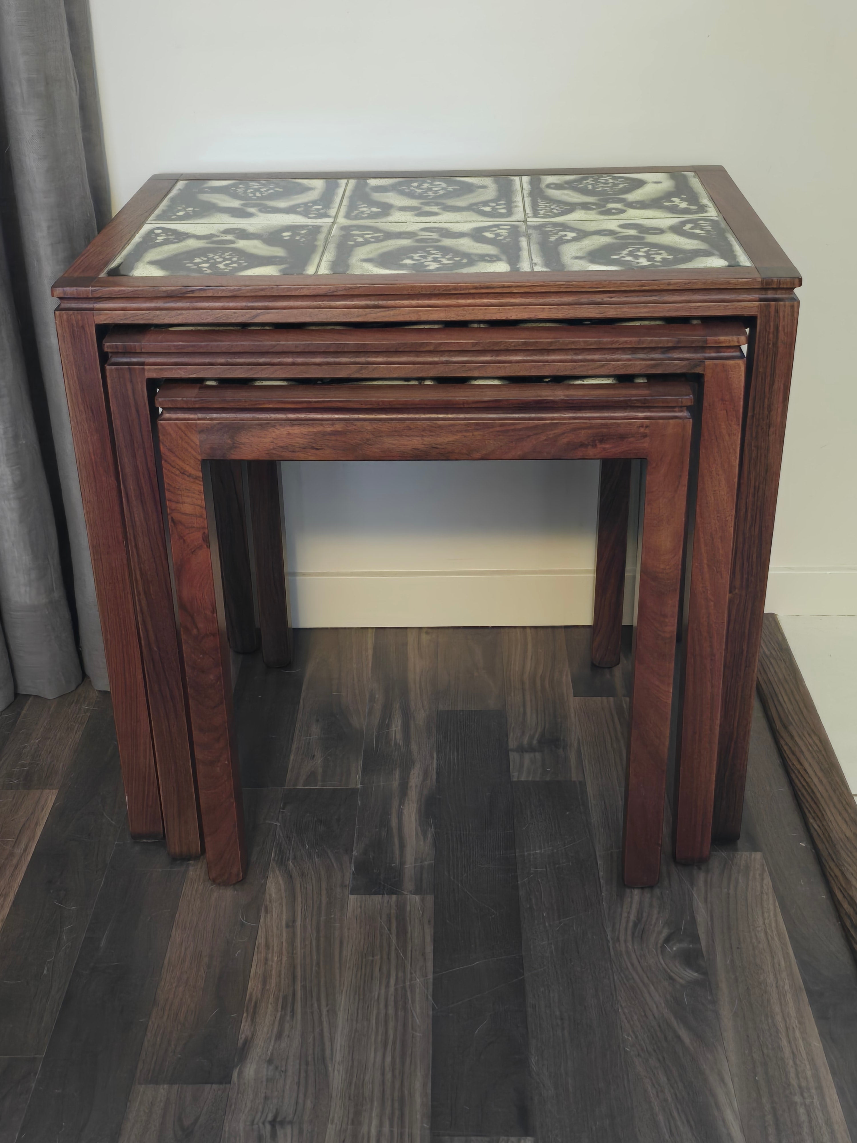 Danish Rosewood & Tile Nesting Tables