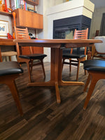 Niels Bach Danish Solid Teak Round Pedestal Dining Table