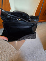 1980s Black Leather Crossbody Purse
