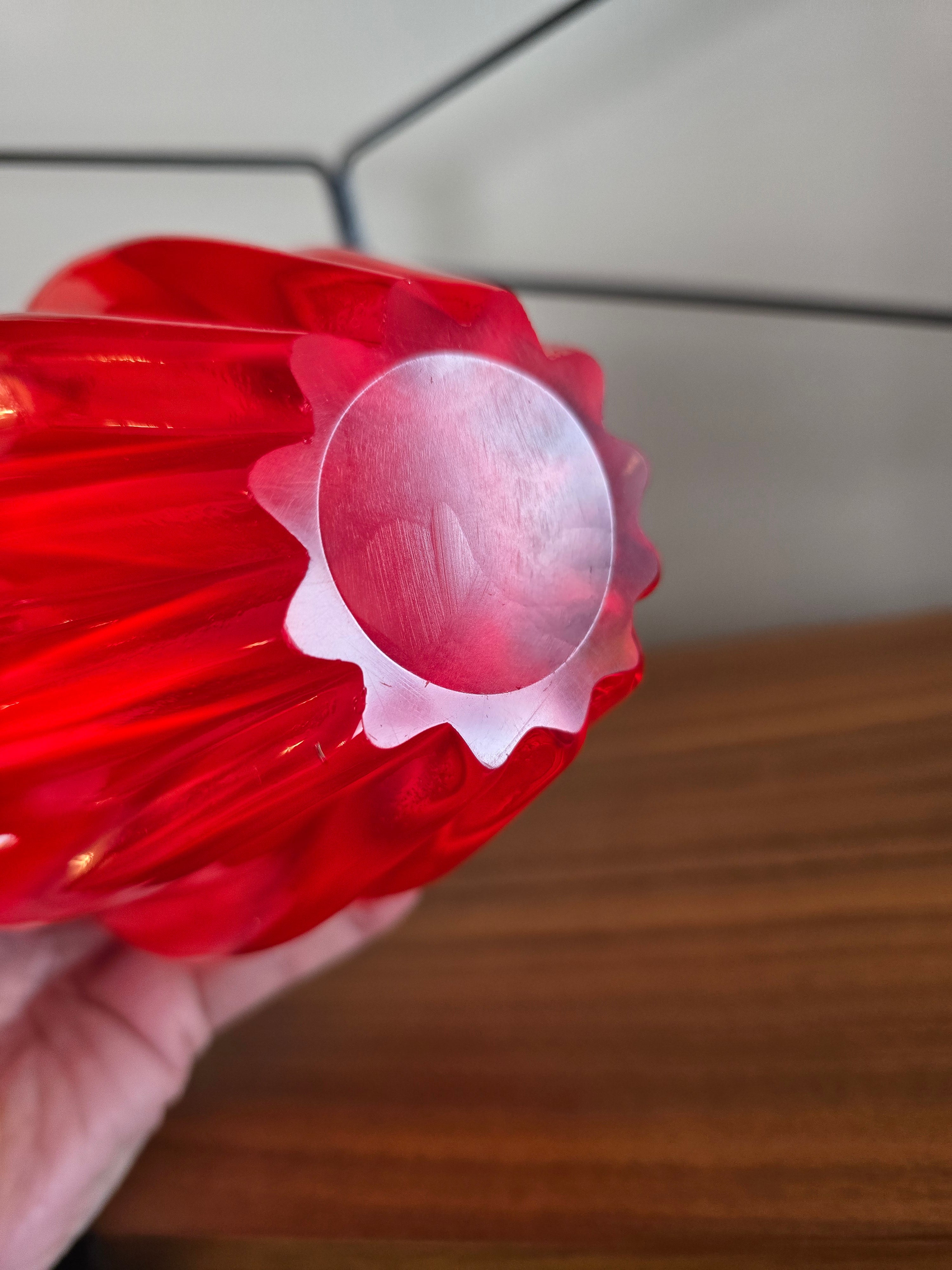 Japanese Red-Orange Glass Vase