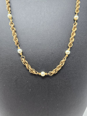 Vintage 12K Gold Fill & Genuine Pearl Necklace
