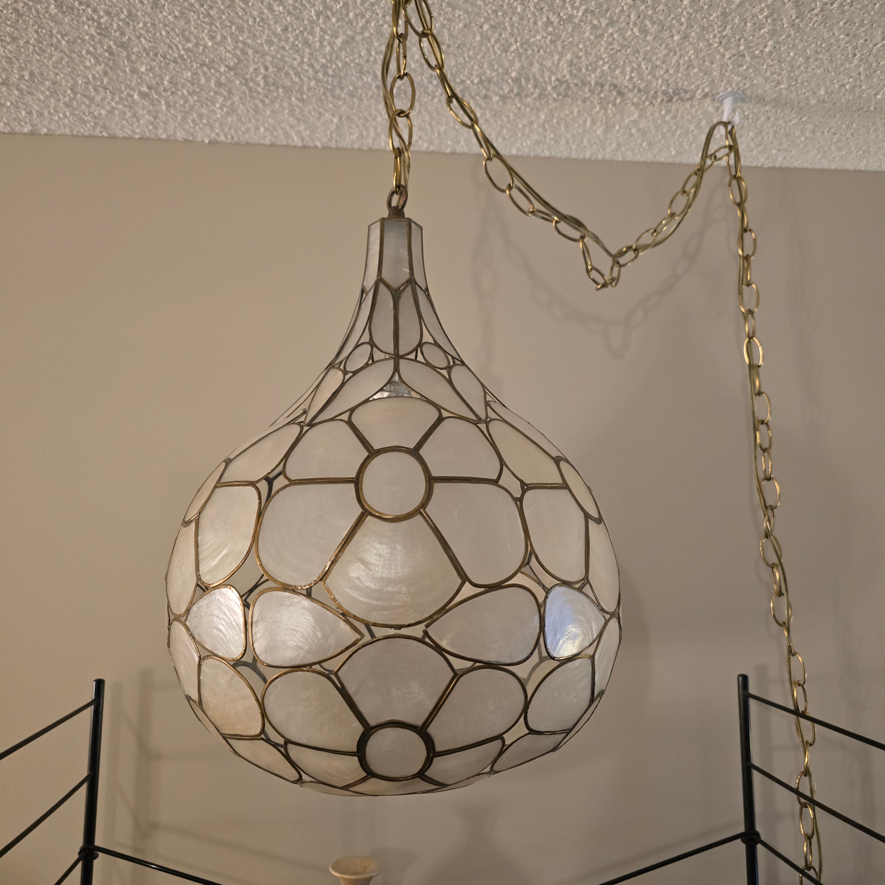 Capiz Shell Teardrop Swag Lamp