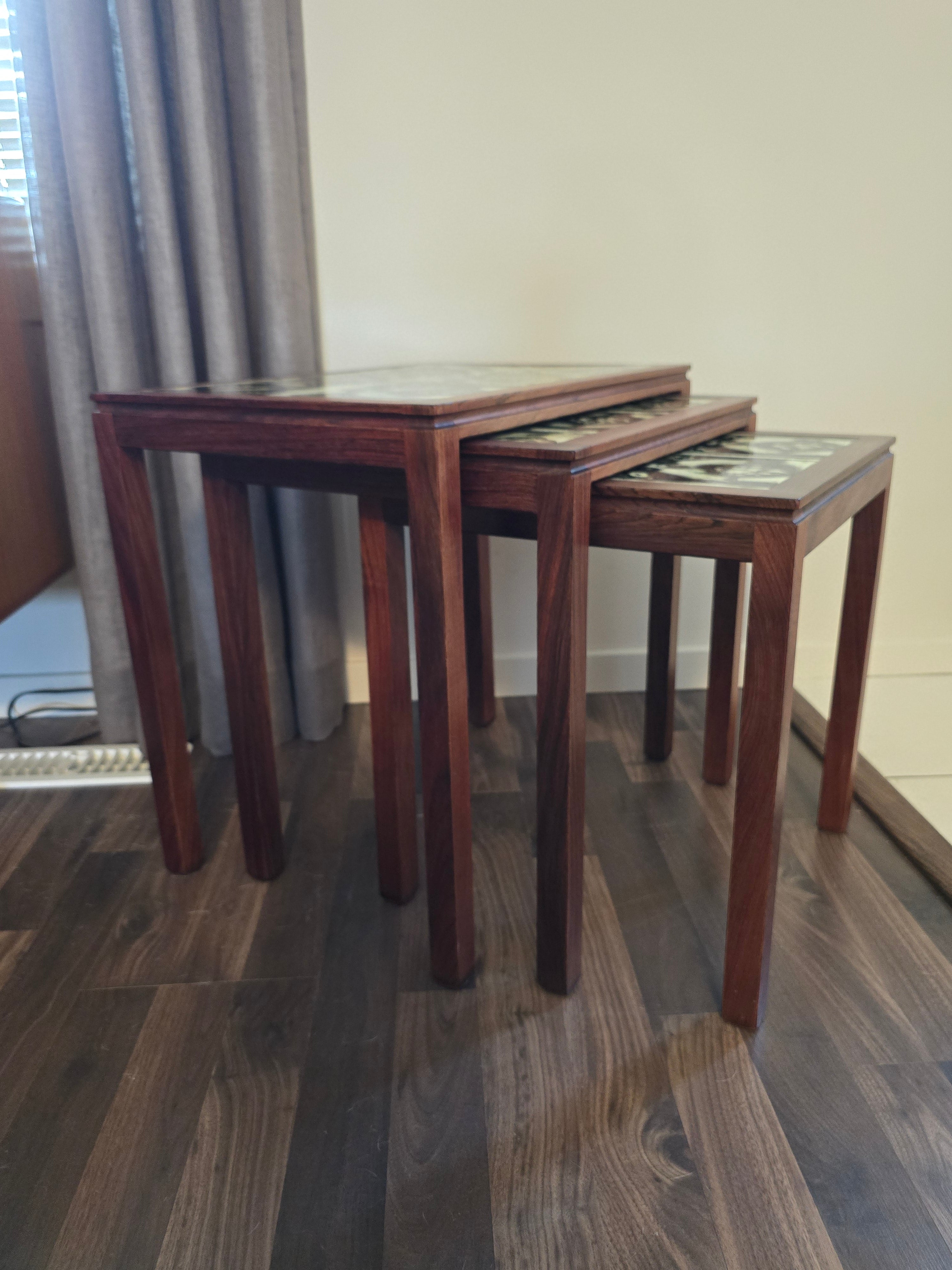 Danish Rosewood & Tile Nesting Tables