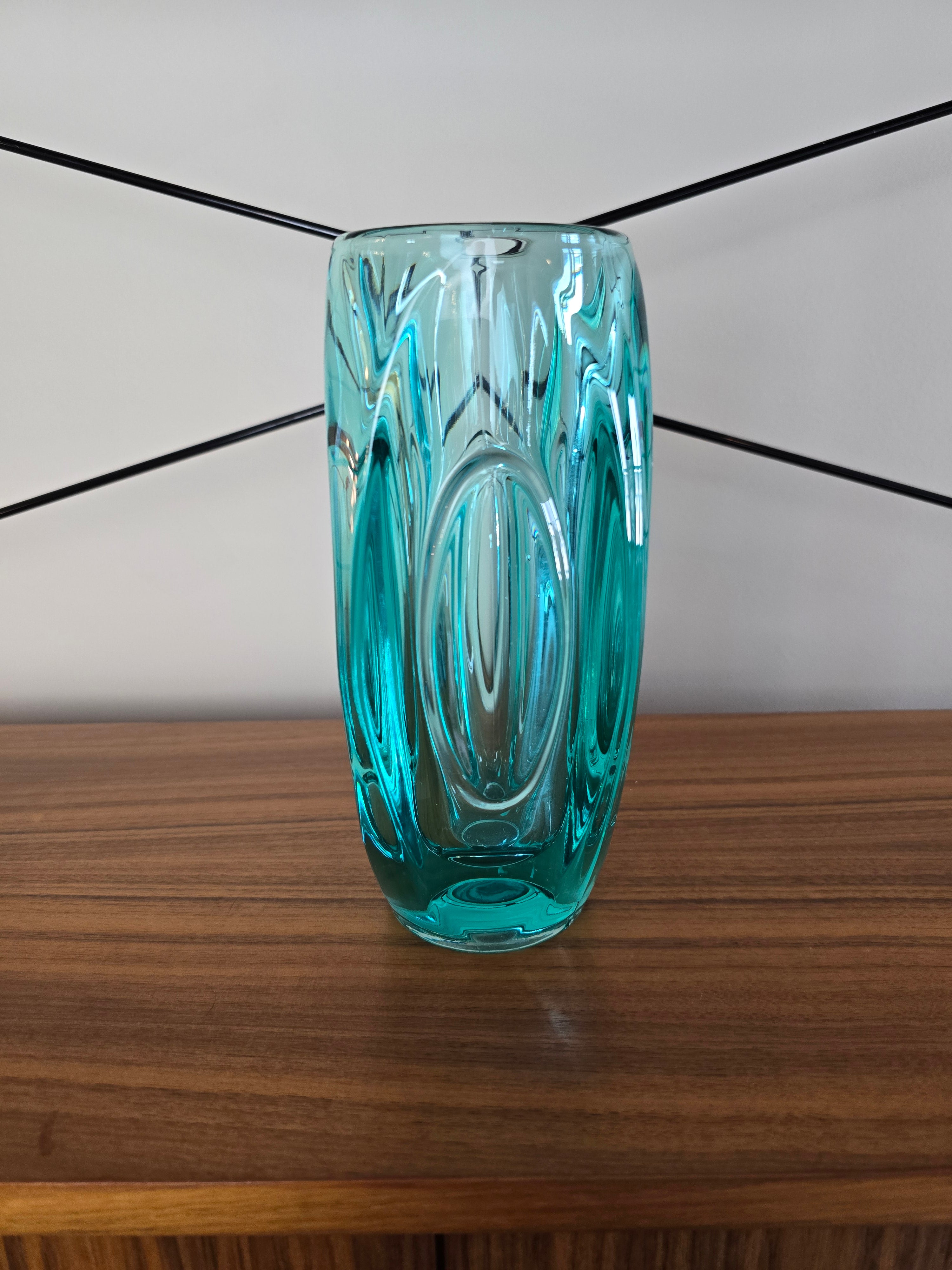 Sklo Union Large teal Bullet/Lens Glass Vase