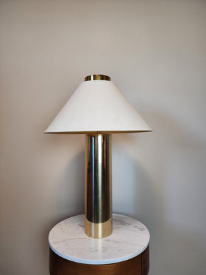 Vintage Brass Cylinder Table Lamp