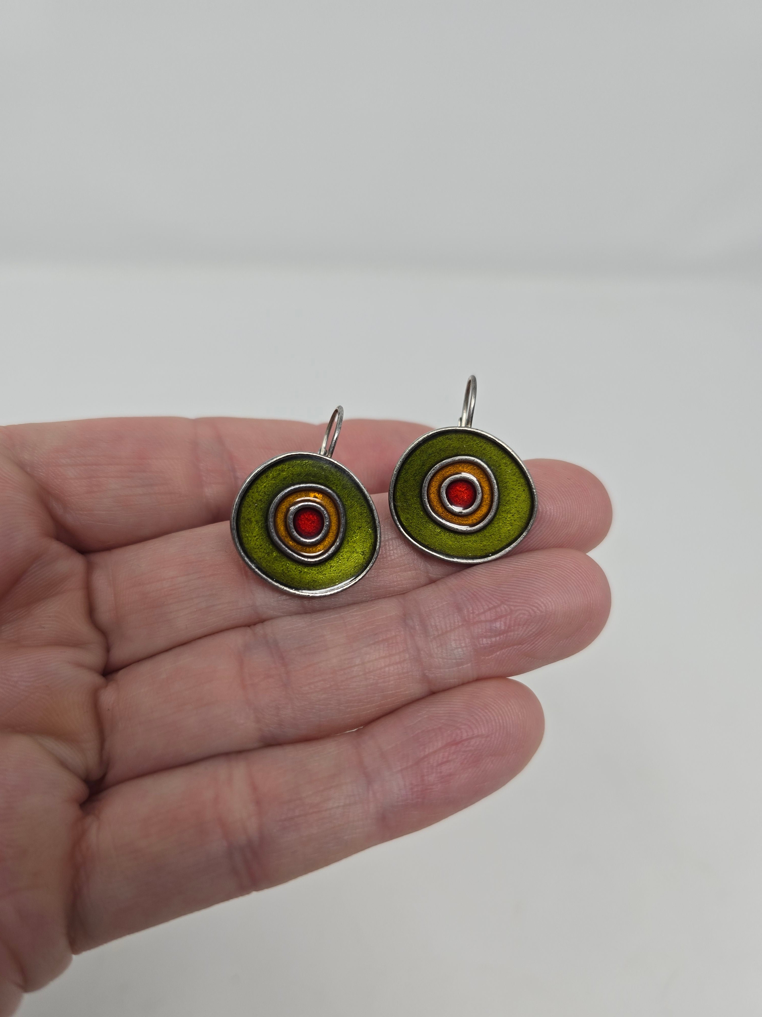 Jackie Spector Bullseye Pewter Earrings