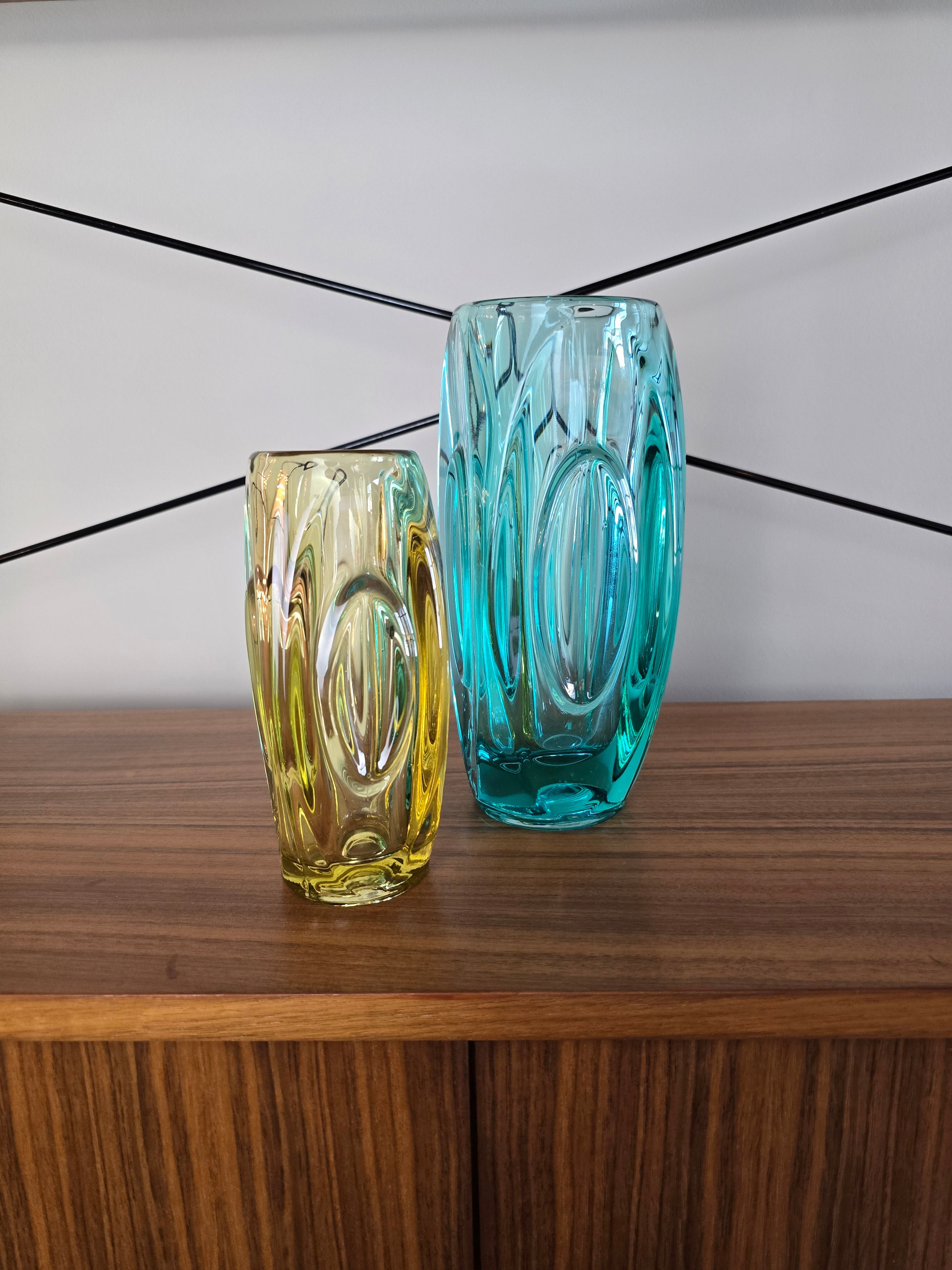 Sklo Union Large teal Bullet/Lens Glass Vase