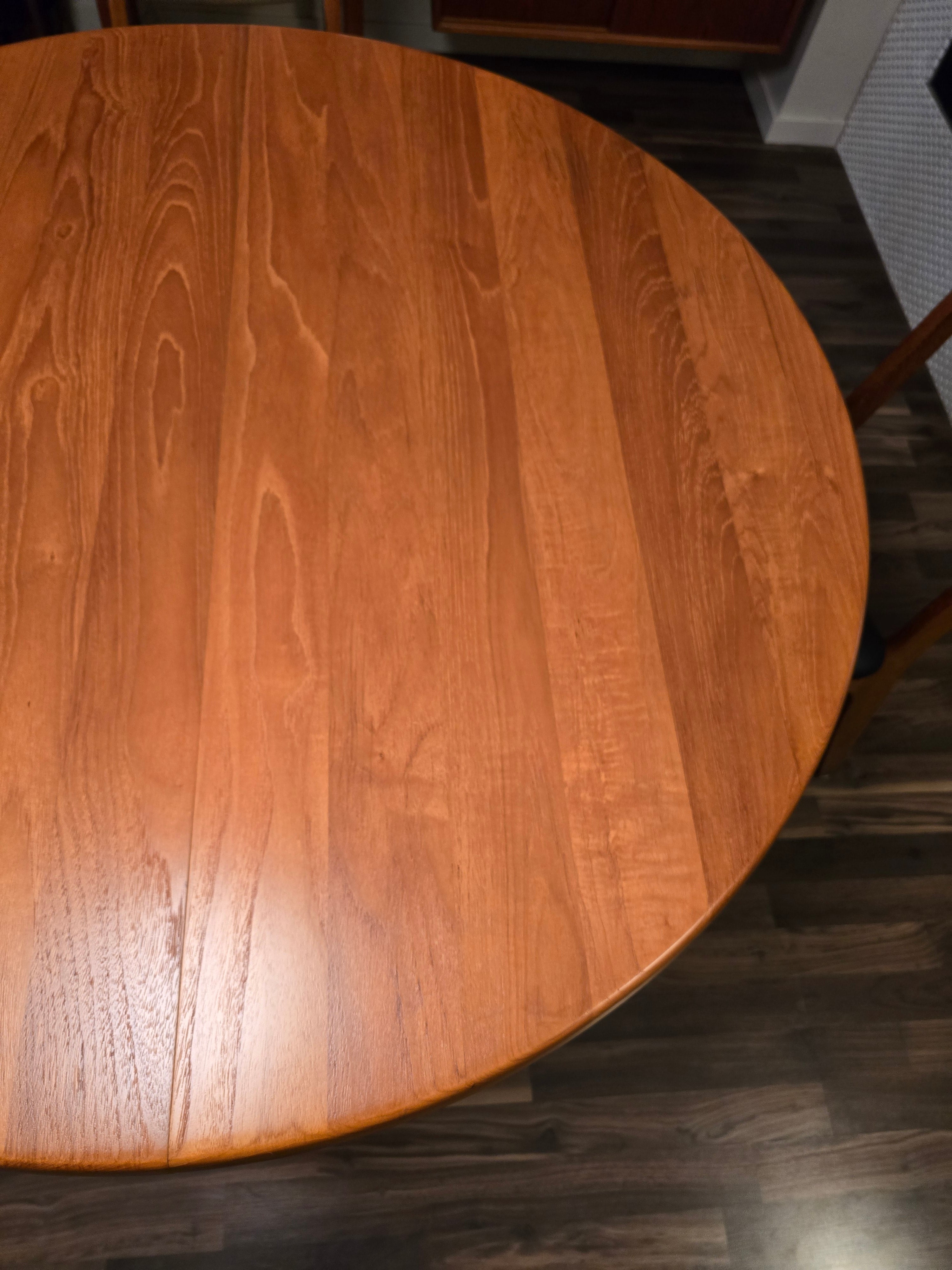 Niels Bach Danish Solid Teak Round Pedestal Dining Table
