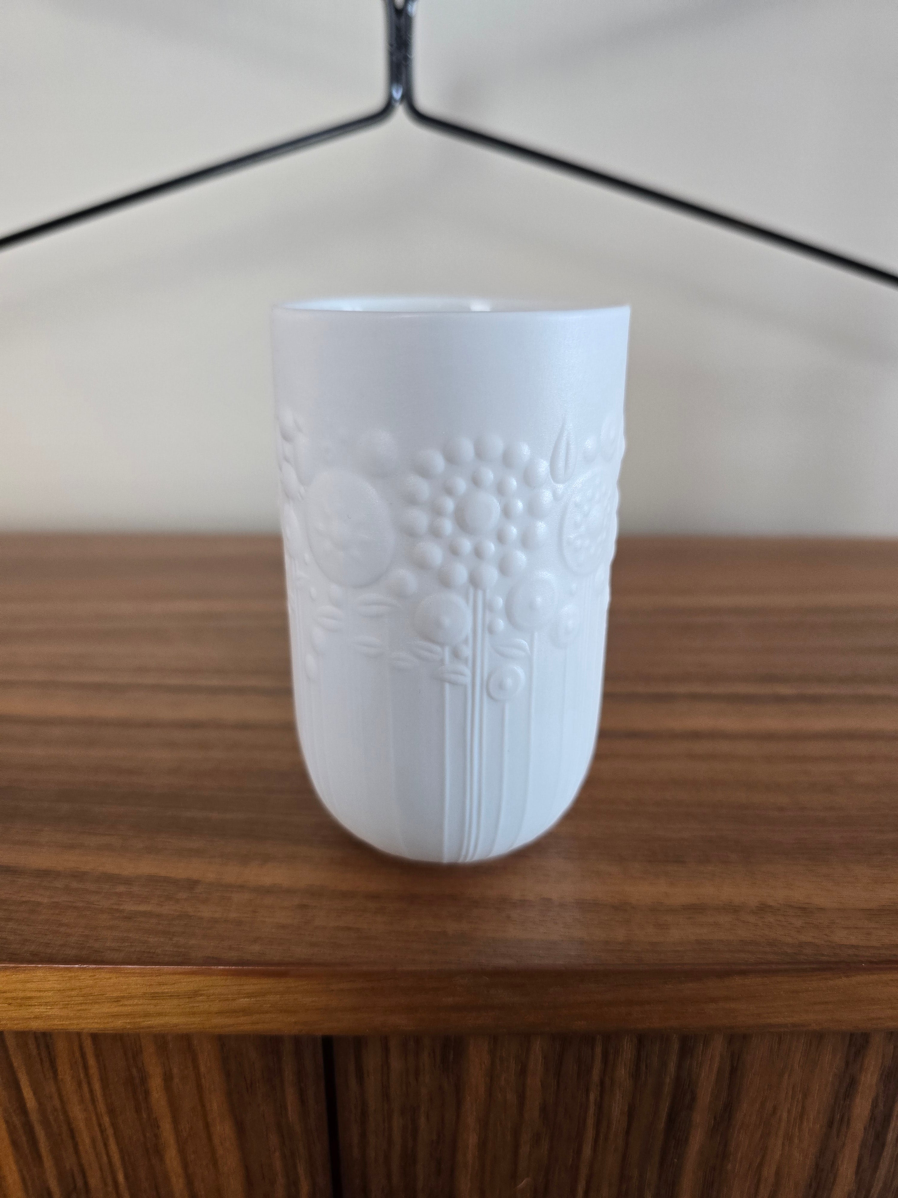 Bjorn Wiinblad for Rosenthal White Bisque Flower Relief Vase