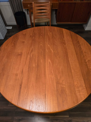 Niels Bach Danish Solid Teak Round Pedestal Dining Table