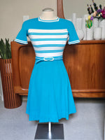 Bess Art Paris Aqua Blue Dress w/ Belt