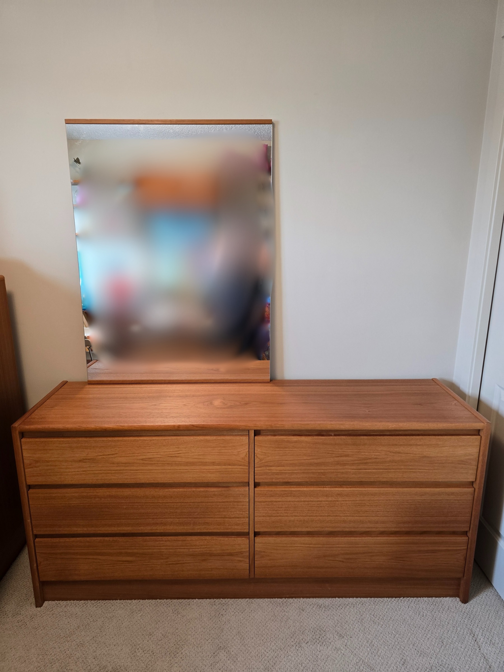 Danish Modern Teak Double Dresser w/ Mirror