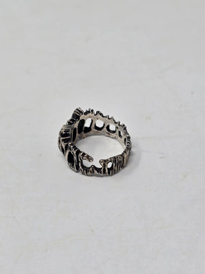 Brutalist Open Work Silver Ring