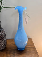 Empoli Blue Cased Glass Ruffle Edge Vase