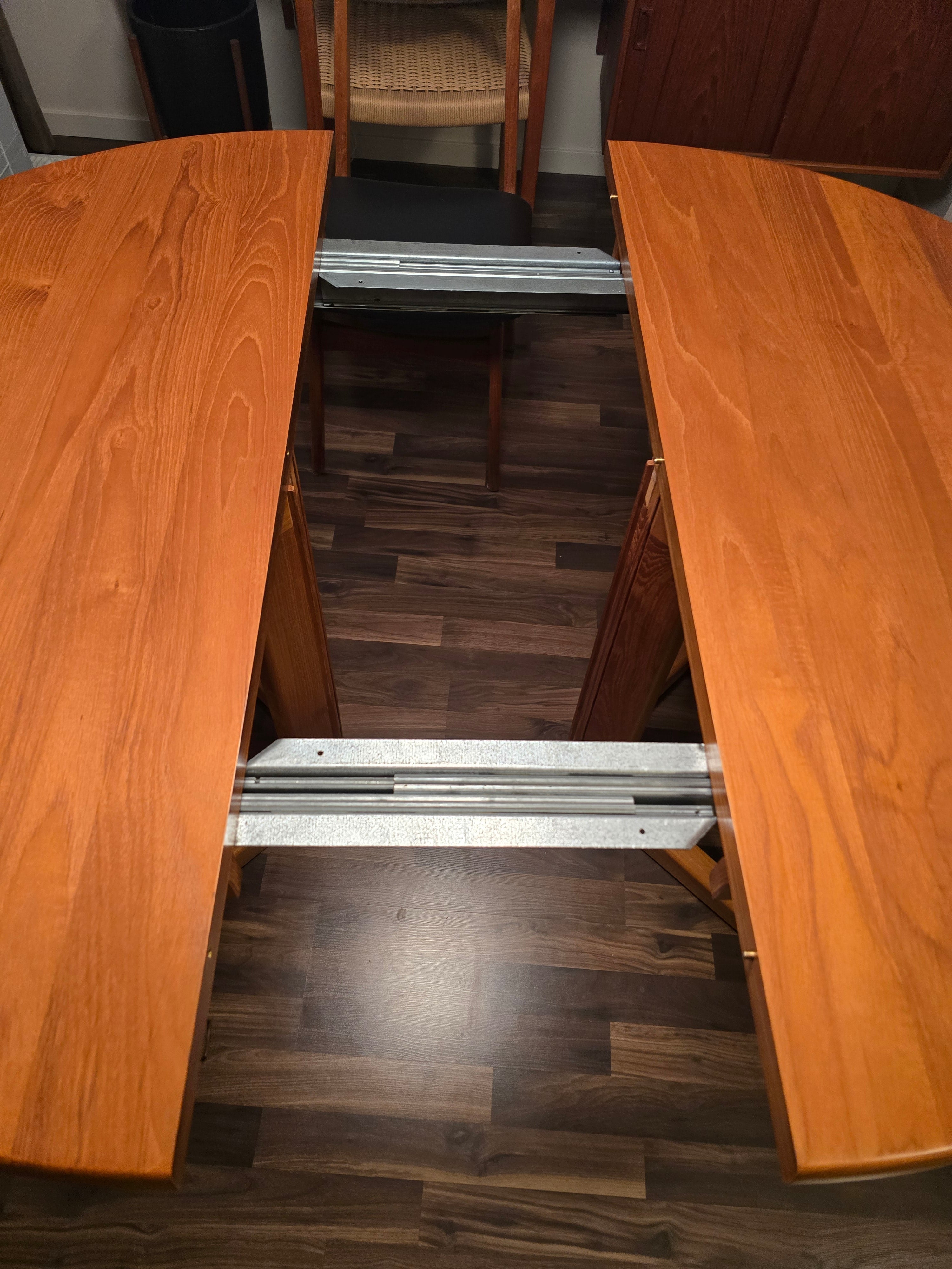 Niels Bach Danish Solid Teak Round Pedestal Dining Table