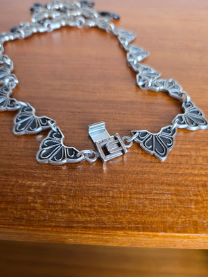 Mexican Sterling Silver & Onyx Bib Necklace