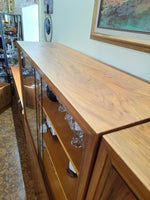 German Walnut Locking Cabinet w/ Glass Doors
