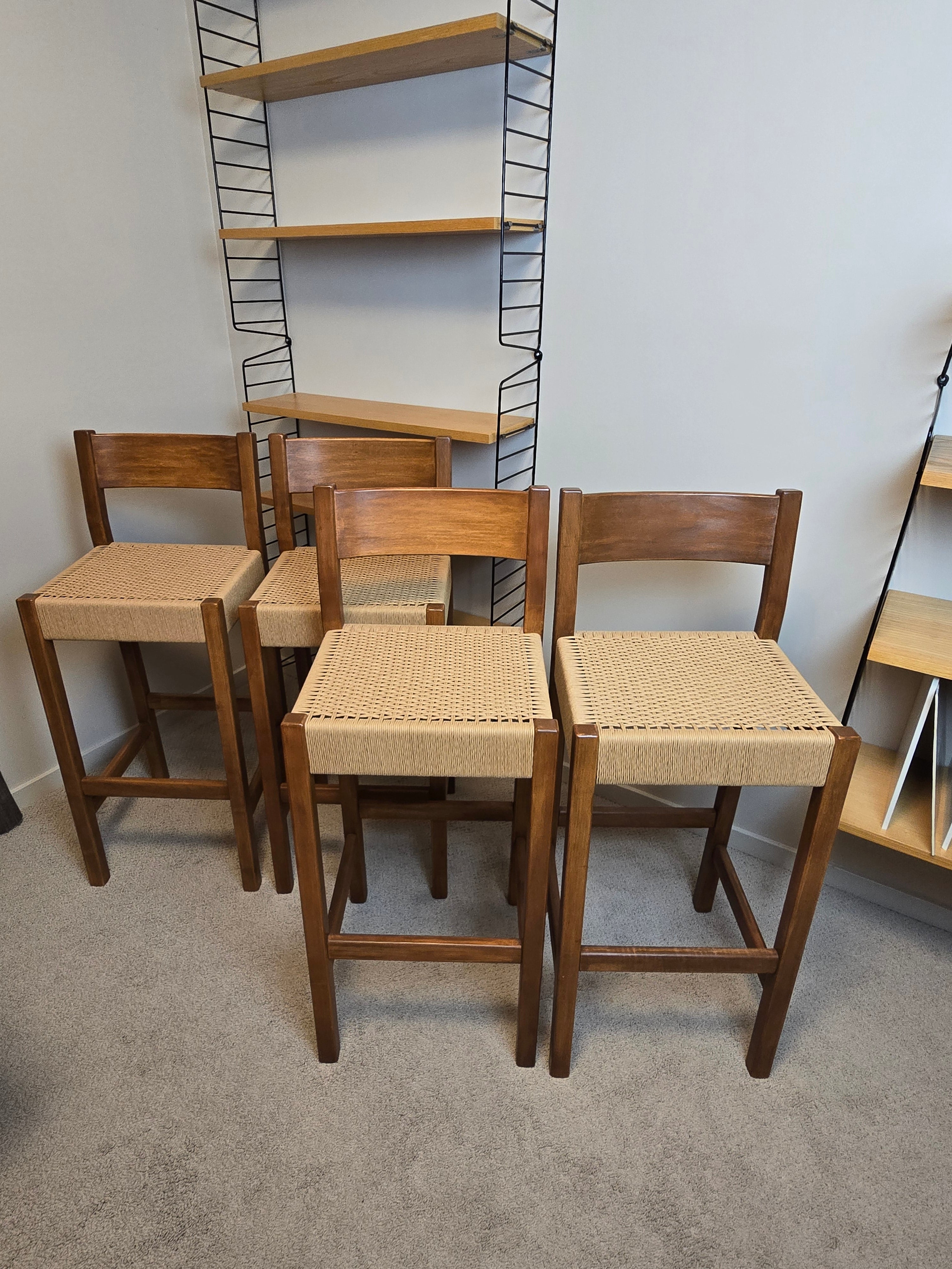 Danish Cord Bar Stools x4