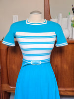 Bess Art Paris Aqua Blue Dress w/ Belt