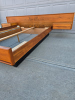 Teak Queen Bedframe w/ Floating Nightstands