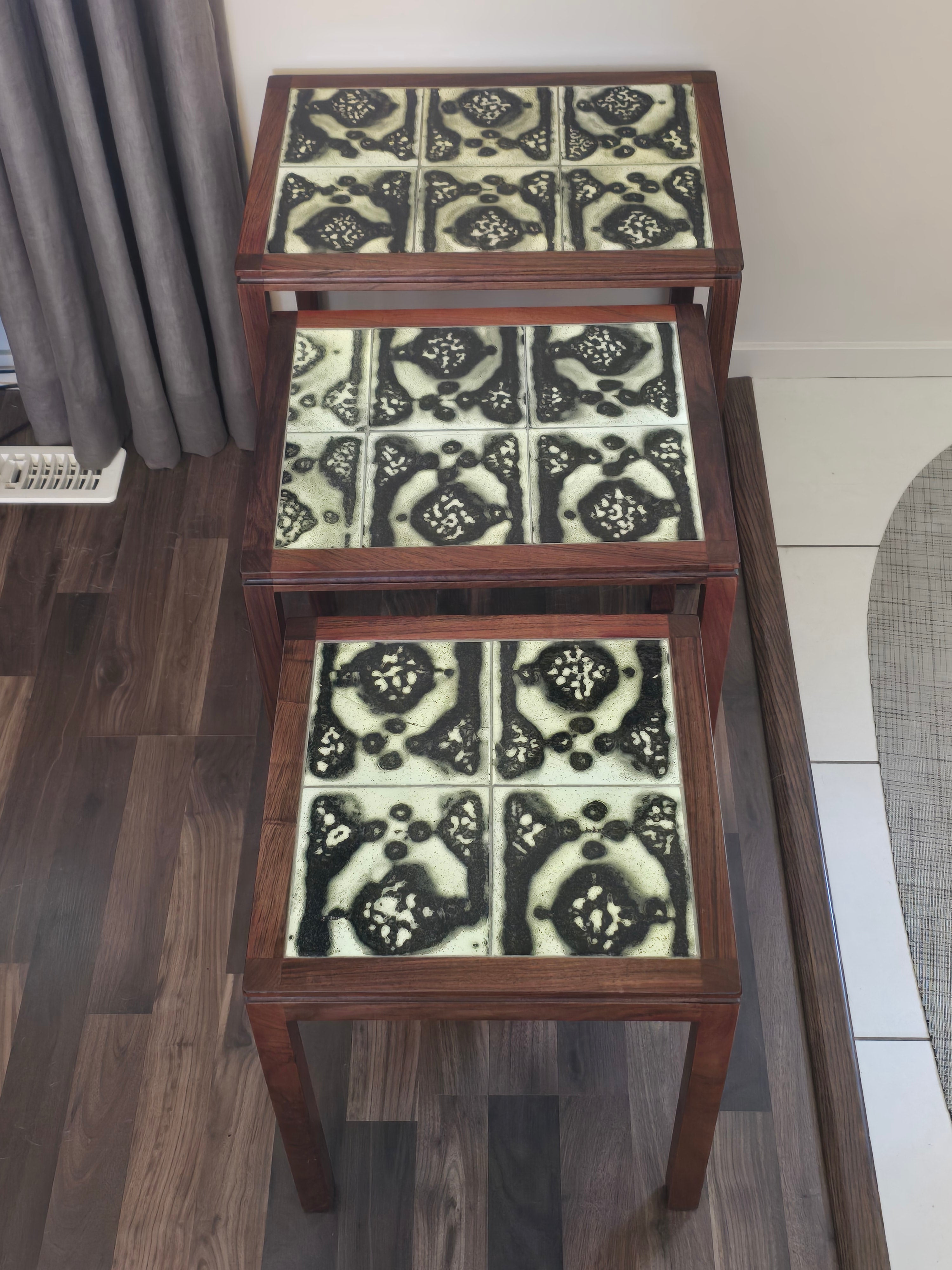 Danish Rosewood & Tile Nesting Tables
