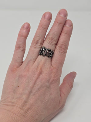 Brutalist Open Work Silver Ring