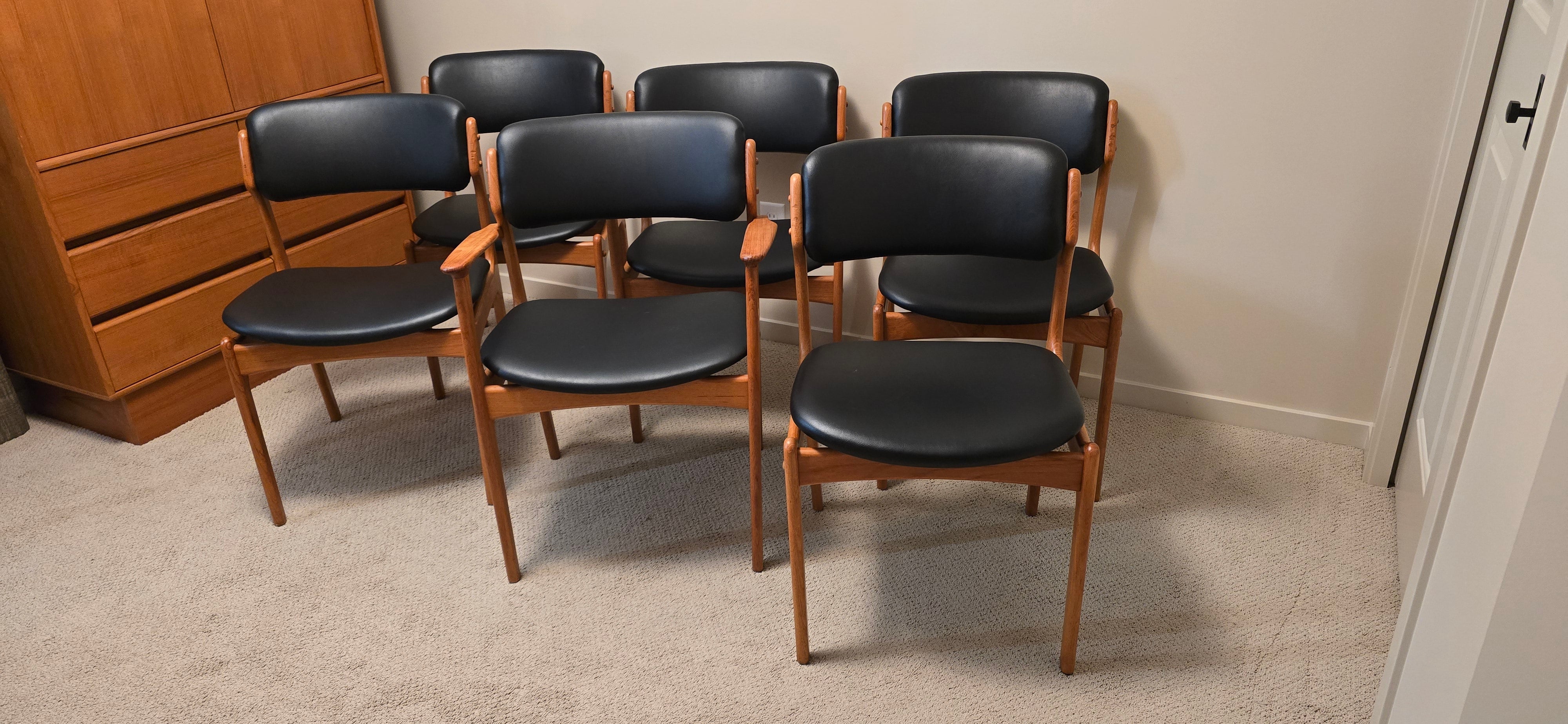 Erik Buck for O.D. Mobler Teak Dining Chairs x6