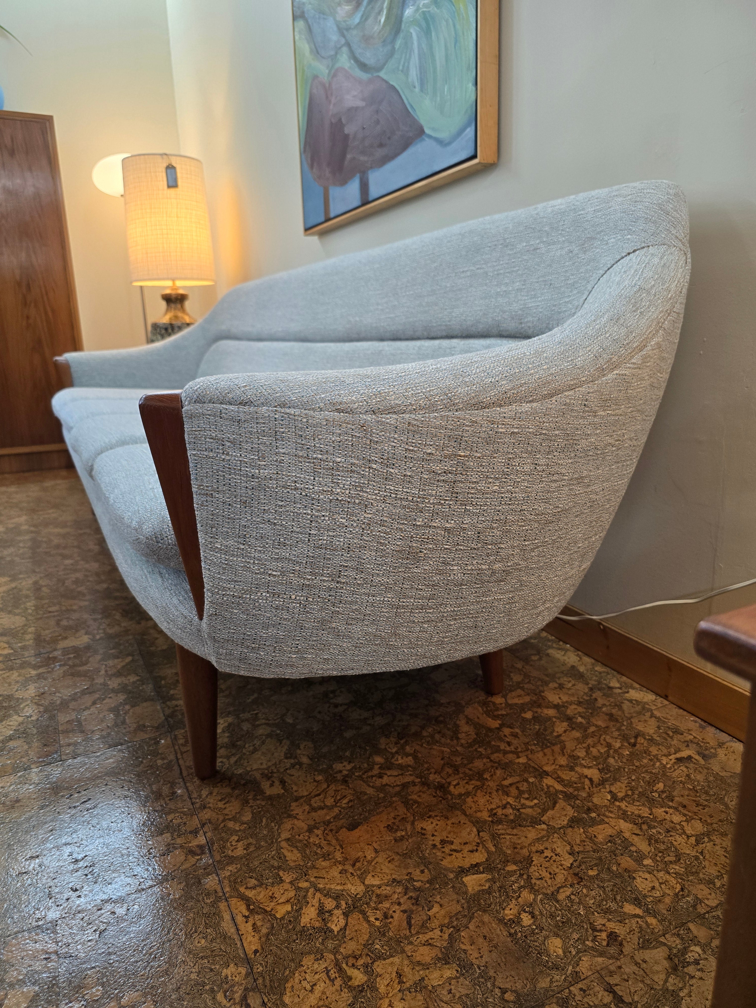 Tweed & Teak Four Seat Sofa