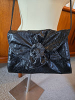 1980s Black Leather Crossbody Purse
