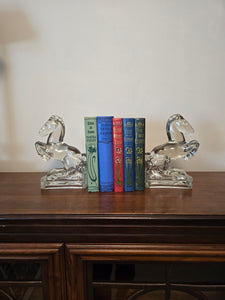 Art Deco L.E. Smith Glass Horse Bookends