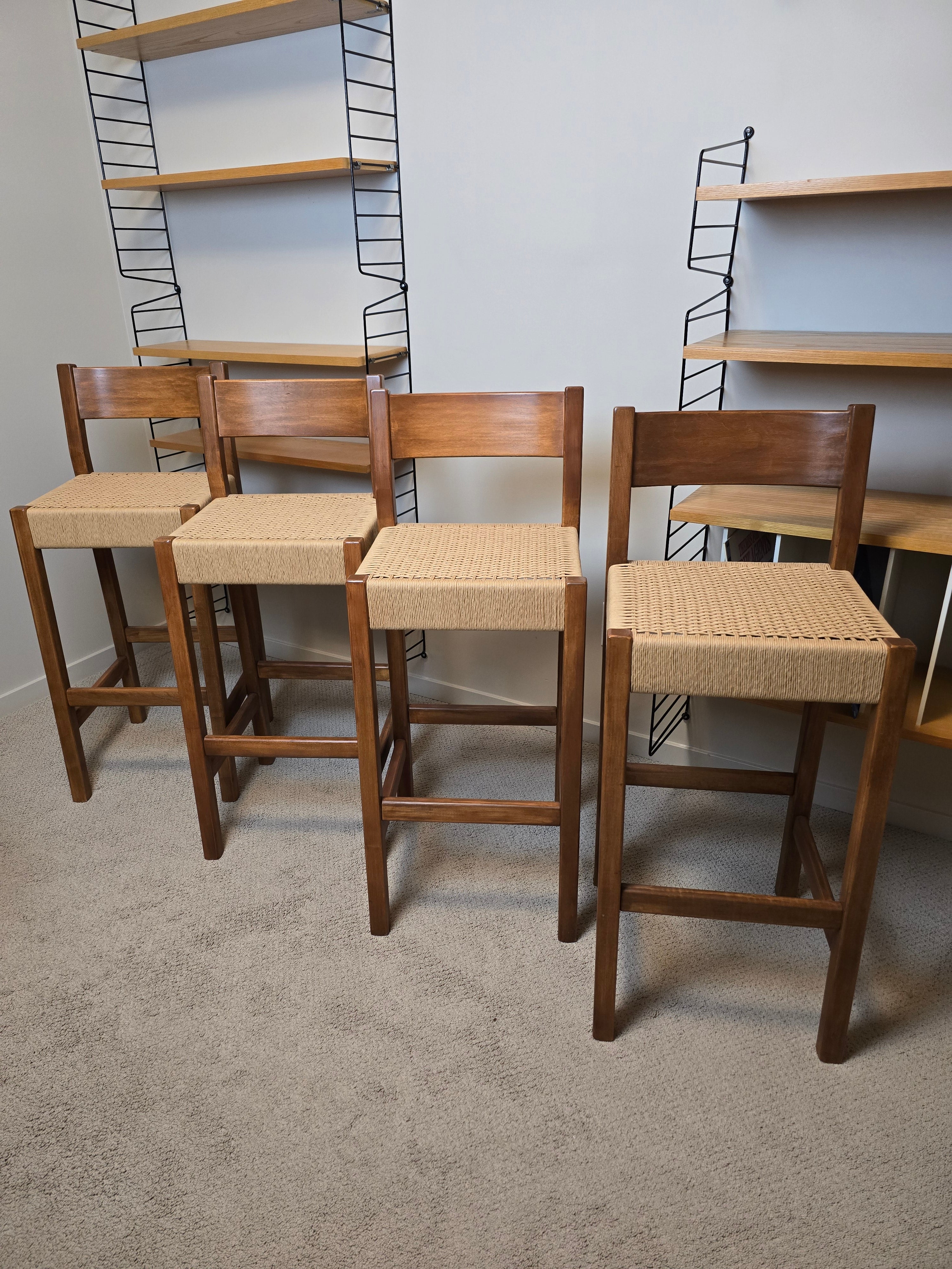 Danish Cord Bar Stools x4