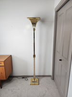 Lucite & Brass Torchiere Floor Lamp