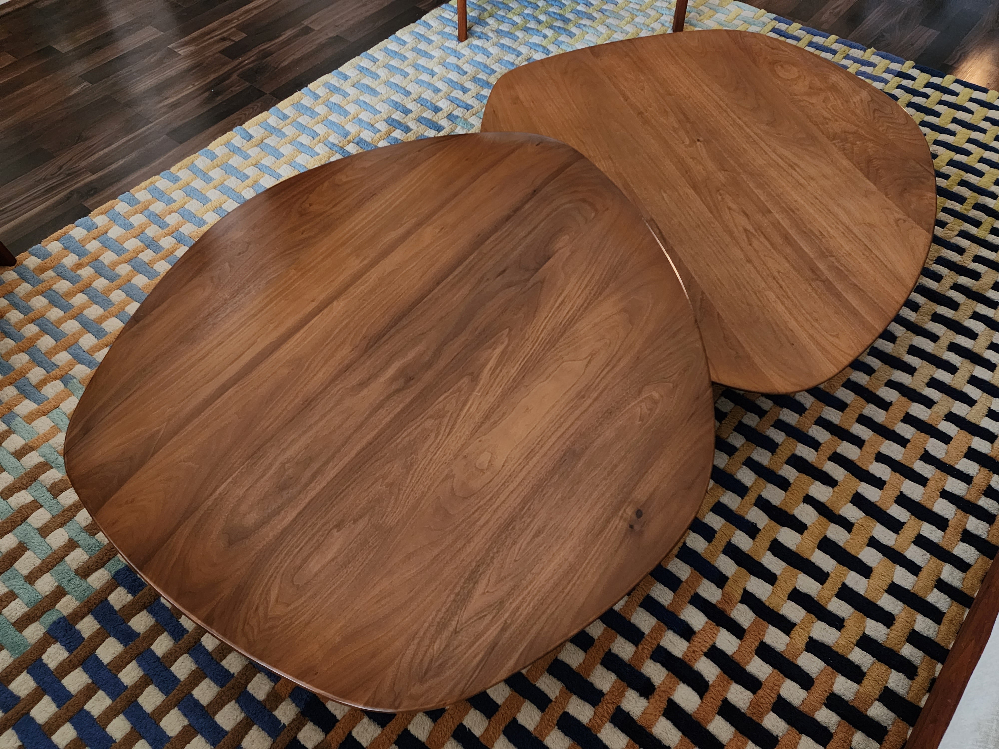 Ligne Roset 'Pebble' Walnut Coffee Table Set