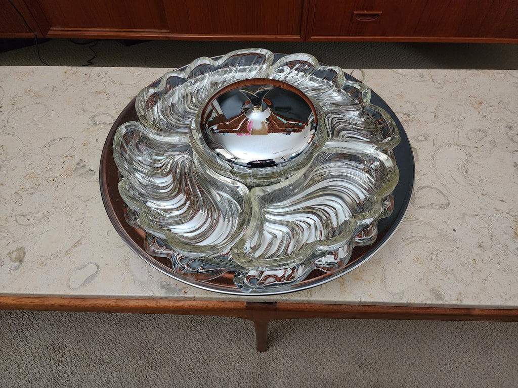 Kromex Chrome & Glass Lazy Susan