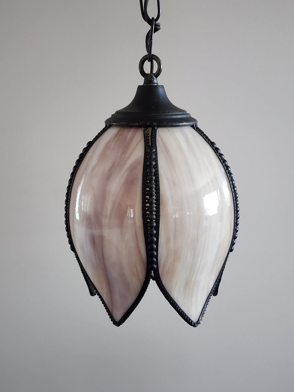 Tulip Slag Glass Swag Lamps - Pair