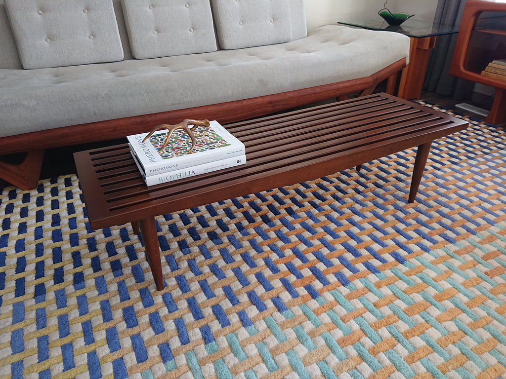 Mid Century Slat  Bench Coffee Table - Refinished